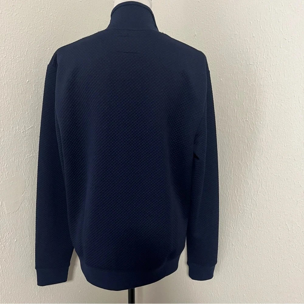 GUESS Men’s Medium Eric Jacquard Mock Full Zip Logo Jacket NWT Navy Everyday